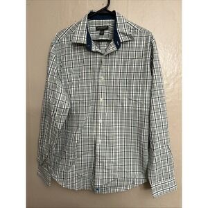 john bartlett consensus Large Navy Green Plaid Dress Shirt‎